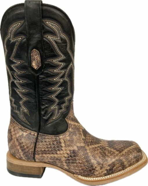 Cowtown Wide Square Toe Rattlesnake Print Western Boot