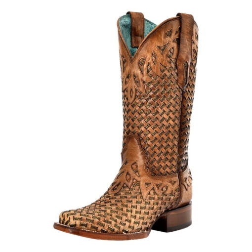 Corral Sand Glitter Woven Overlay Western Boot
